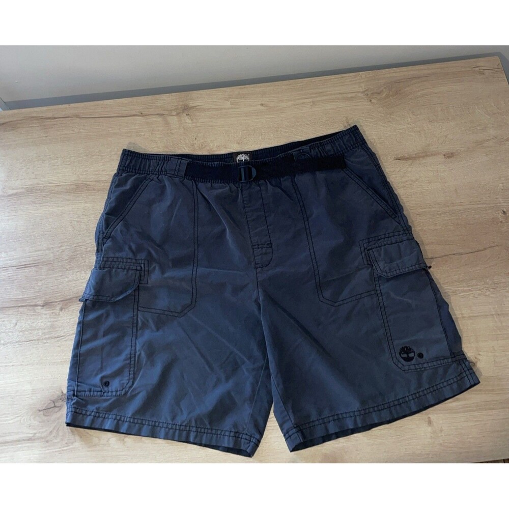 Timberland Black Swim Shorts for Men Size L Cargo Belted Lined